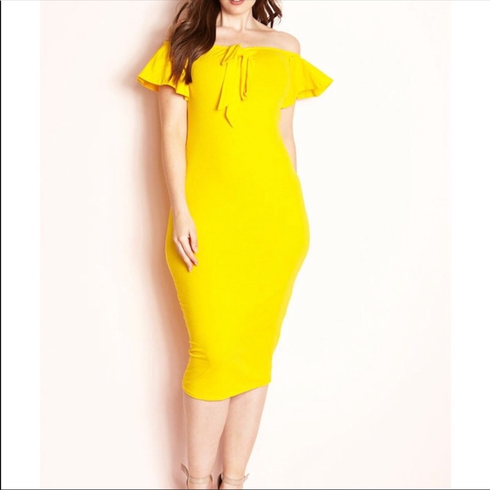 Rebdolls Yellow BodyCon Dress